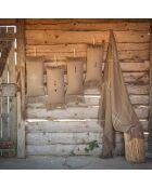 Leinenplaid mit Mokka-Indianermuster - 130x230 cm