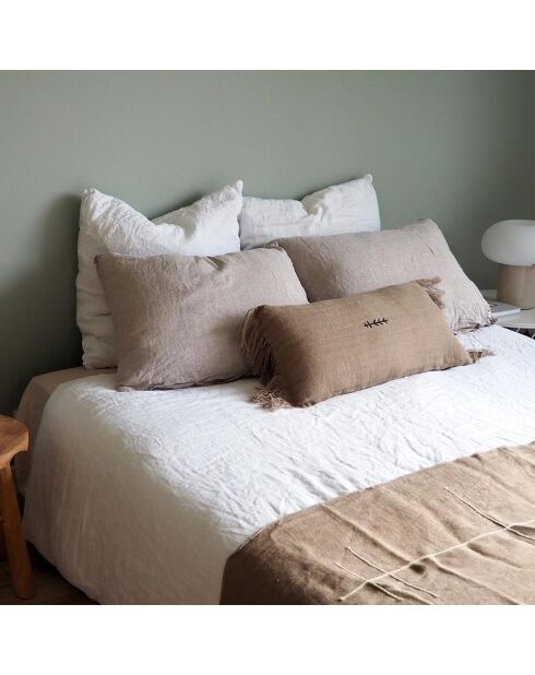 Leinenplaid mit Mokka-Indianermuster - 130x230 cm