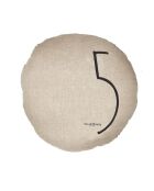 Rond linnen kussen met natuurlijke zeefdruk - 63 cm