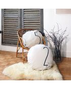 Rond linnen kussen met natuurlijke zeefdruk - 63 cm