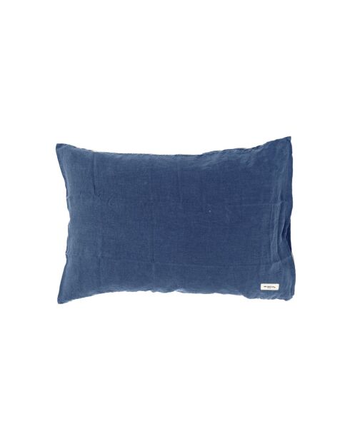 Federa blu in lino e cotone - 50x70 cm