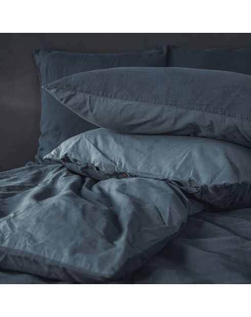 Federa blu in lino e cotone - 50x70 cm