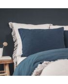 Federa blu in lino e cotone - 50x70 cm