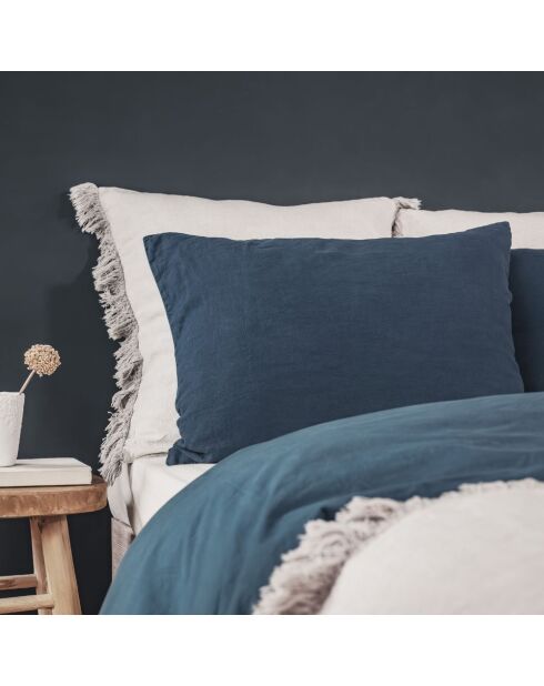 Federa blu in lino e cotone - 50x70 cm