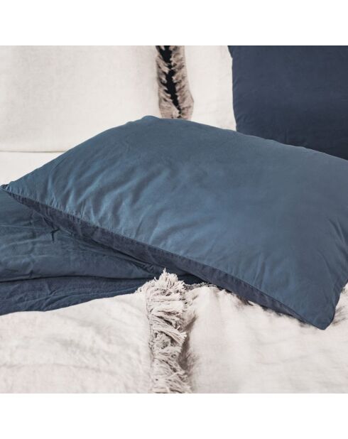 Federa blu in lino e cotone - 50x70 cm