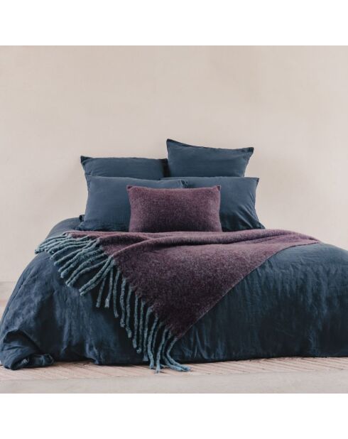 Federa blu in lino e cotone - 50x70 cm