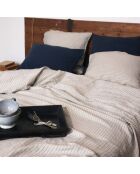 Taie d'oreiller en lin indigo - 65x65 cm