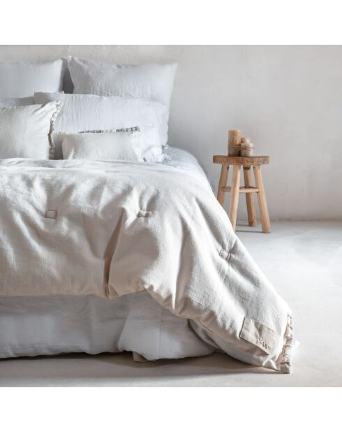 Cuscino bianco in cotone e lino - 25x40 cm