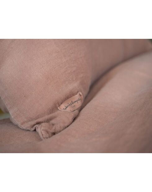 Drap housse en lin lavé rose