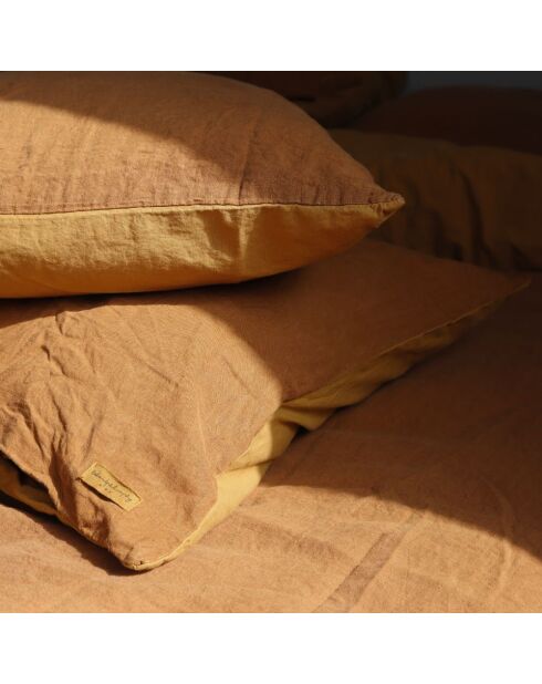 Kussensloop van linnen en katoen in kaneel - 65x65 cm