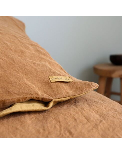 Kussensloop van linnen en katoen in kaneel - 65x65 cm