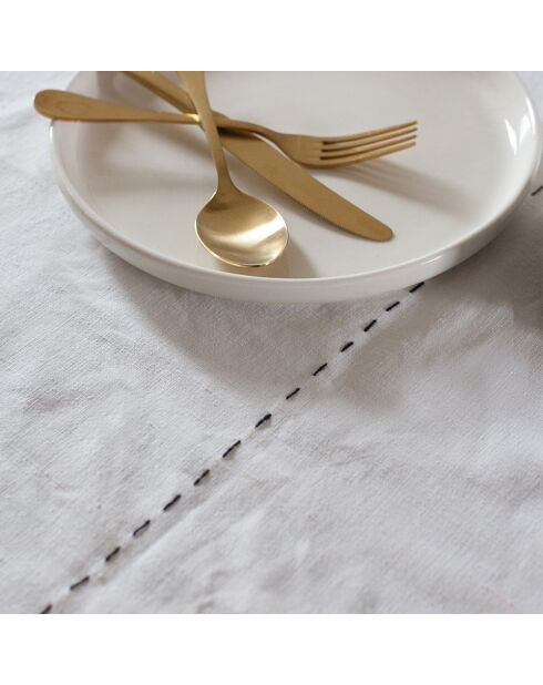 Leinentischdecke mit kontrastierenden weißen Nähten - 300x200 cm