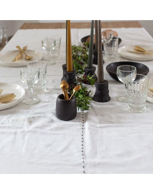 Leinentischdecke mit kontrastierenden weißen Nähten - 300x200 cm