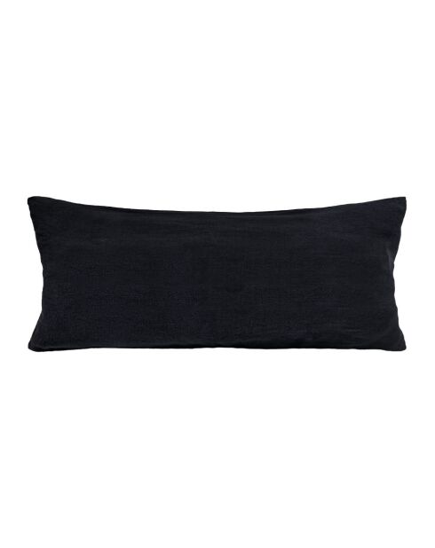 Einfarbiges schwarzes Leinenkissen - 30x70 cm