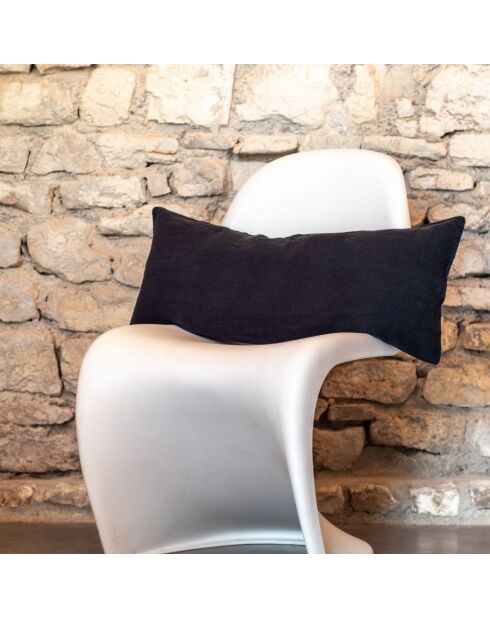 Einfarbiges schwarzes Leinenkissen - 30x70 cm