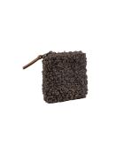 Geldbörse aus Kakaofarbenem Kunstfell - 12x12 cm