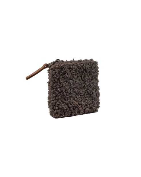 Portemonnee van cacaobont van imitatiebont - 12x12 cm