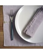 Lot de 2 serviettes de table en lin à surpiqûres contrastées violettes - 45x45 cm