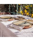 Lot de 2 serviettes de table en lin à surpiqûres contrastées violettes - 45x45 cm