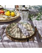 Lot de 2 serviettes de table en lin à surpiqûres contrastées violettes - 45x45 cm