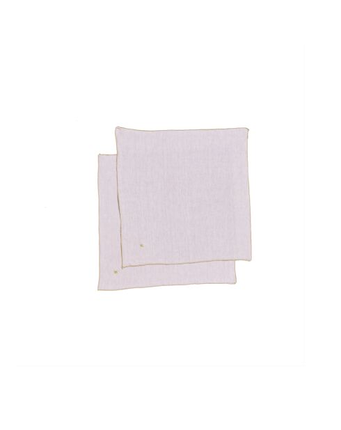 Lot de 2 serviettes de table en lin à surpiqûres contrastées violettes - 45x45 cm