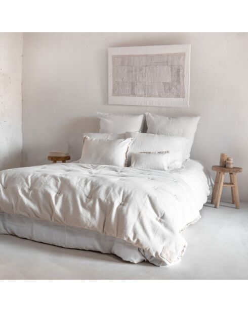 Cuscino bianco in cotone e lino - 40x60 cm