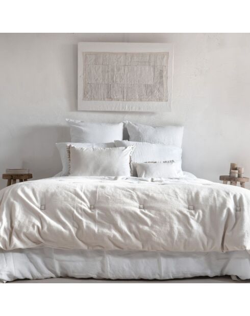 Cuscino bianco in cotone e lino - 40x60 cm