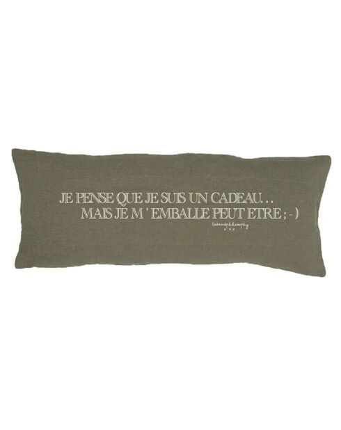 Leinenkissen mit grüner Botschaft - 30x70 cm