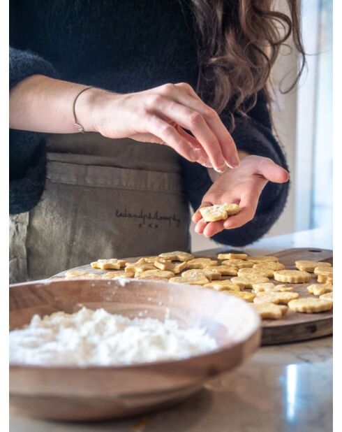 Delantal de cocina de lino lavado color caqui - 95x70 cm