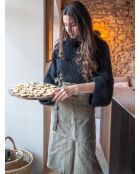 Delantal de cocina de lino lavado color caqui - 95x70 cm