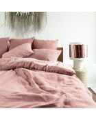 Funda nórdica de lino y algodón rosa - 260x240 cm