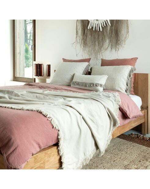 Funda nórdica de lino y algodón rosa - 260x240 cm