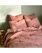 Funda nórdica de lino y algodón rosa - 260x240 cm