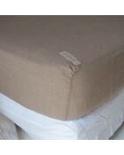 Drap housse en lin lavé amande - 90x200 cm
