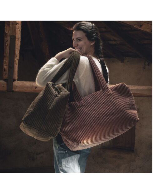 Wochenendtasche aus grünem Kord - 46x30x20 cm