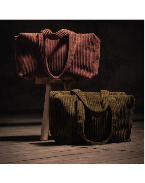 Wochenendtasche aus grünem Kord - 46x30x20 cm