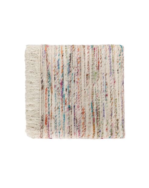 Handgeweven plaid in kokosnoot - 140x220 cm