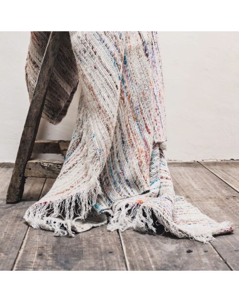 Handgeweven plaid in kokosnoot - 140x220 cm