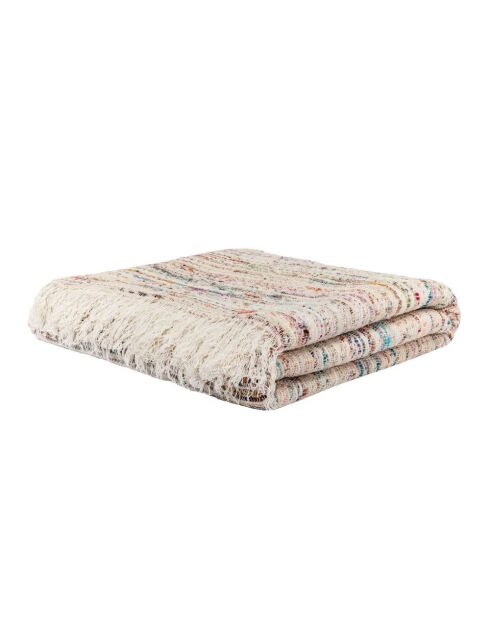 Handgeweven plaid in kokosnoot - 140x220 cm