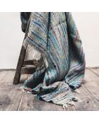 Azurblaues handgewebtes Plaid - 140x220 cm