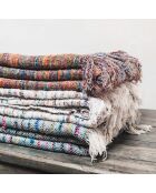 Azurblaues handgewebtes Plaid - 140x220 cm