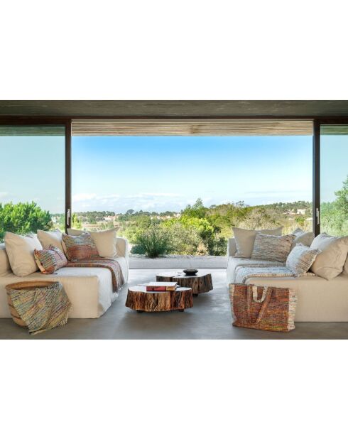 Azuurblauwe handgeweven plaid - 140x220 cm