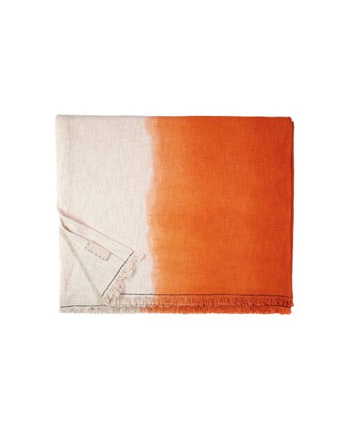 Dunkelfarbiges Baumwollplaid in Mandarinenfarben - 135x220 cm