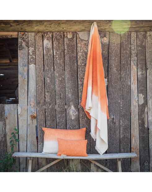 Dunkelfarbiges Baumwollplaid in Mandarinenfarben - 135x220 cm