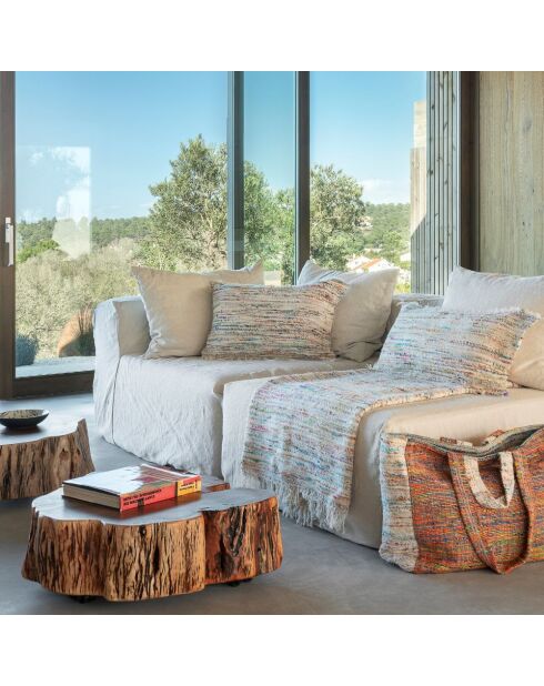 Bolsa natural de tres materiales - 48x38x14 cm