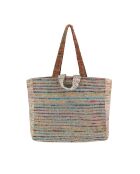 Bolsa natural de tres materiales - 48x38x14 cm