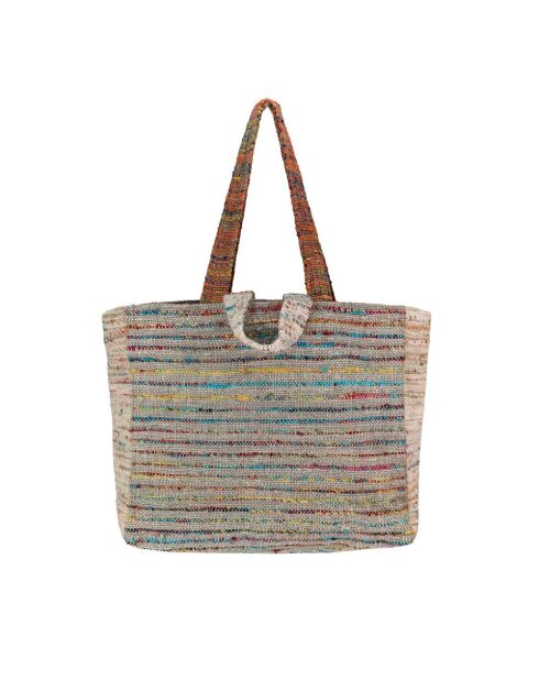 Bolsa natural de tres materiales - 48x38x14 cm