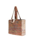 Bolsa natural de tres materiales - 48x38x14 cm