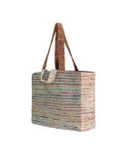 Bolsa natural de tres materiales - 48x38x14 cm