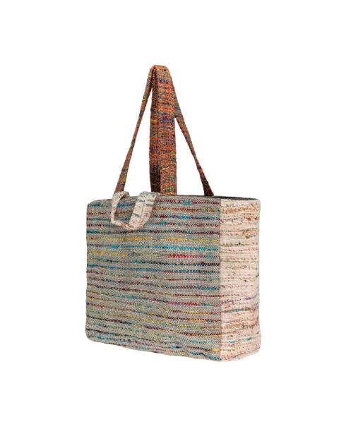 Bolsa natural de tres materiales - 48x38x14 cm